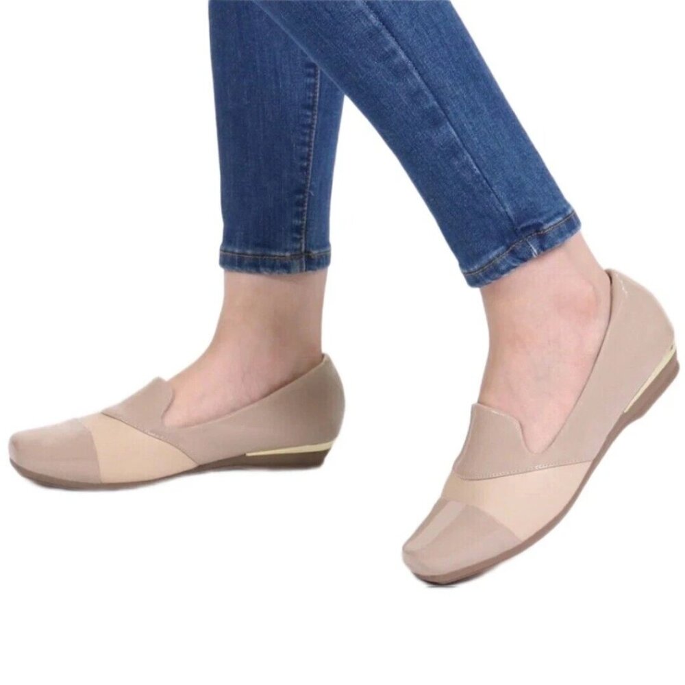 NWOB Ortho+rest Women 9.5 Orthopedic Slip On Loafers 2 tone beige‎ comfy relief